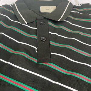 Gucci Men's Dark Green Striped Polo Shirt